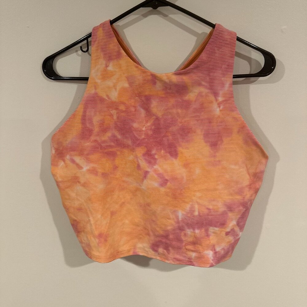 Athleta Purpose Crop Sports Bra D-DD in Pink and Orange / Size XL